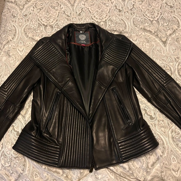 Vince Camuto Quilted Black Leather Jacket - Picture 1 of 6